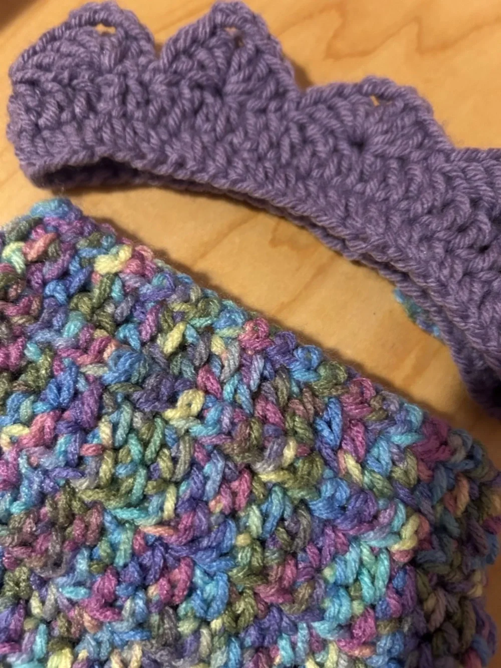 Handmade Purple Multicolor Crochet Baby Diaper Cover & Headband Set